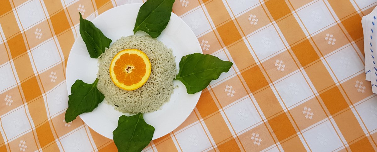 Arroz seco de espinafre